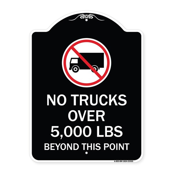 Signmission No Trucks Over Beyond This Point W/ Graphic Heavy-Gauge Aluminum Sign, 24" x 18", BW-1824-23555 A-DES-BW-1824-23555 - main